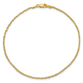 14K 9 inch 1.7mm Ropa with Lobster Clasp Anklet